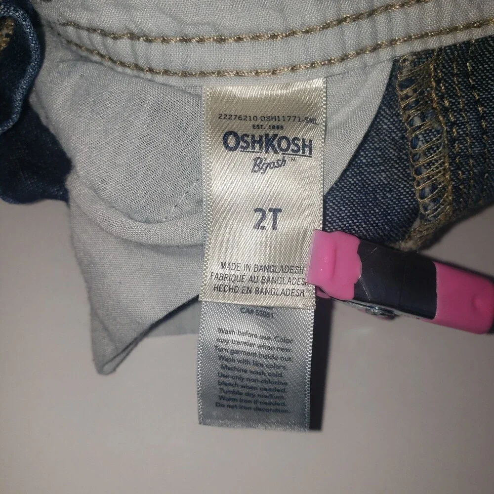 OshKosh B'Gosh Boys' World's Best Denim Jeans Overalls Size 2T